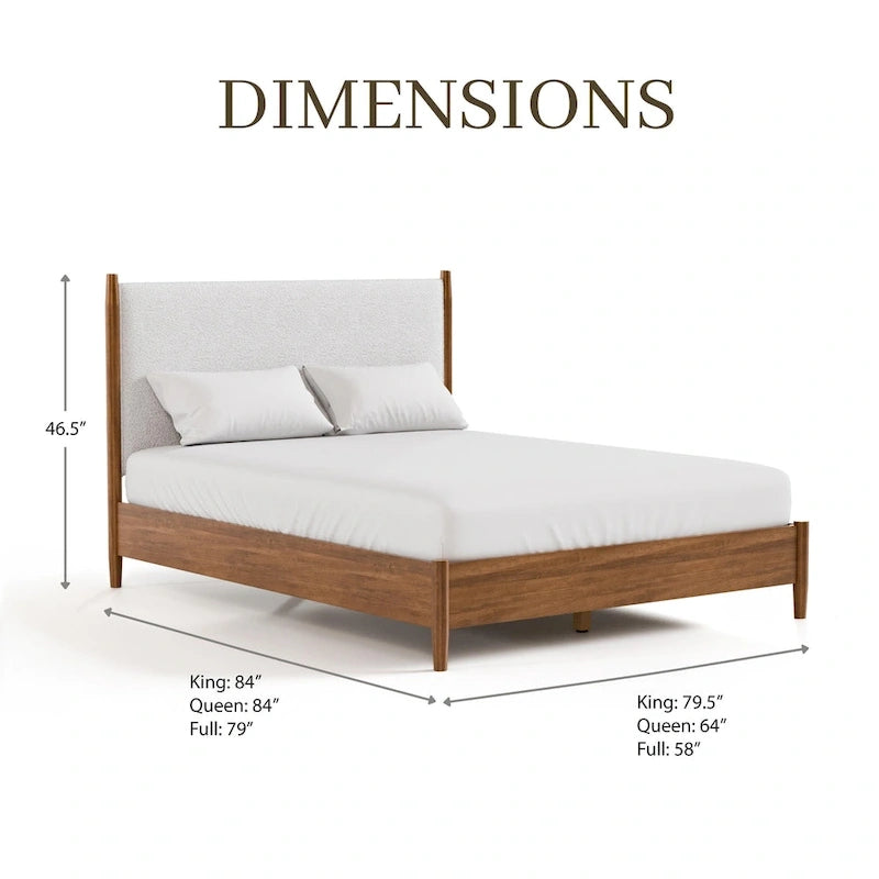 Ensemble de chambre à coucher 3 pièces en tissu bouclé, plateforme et style mid-century Beau de Furniture of America