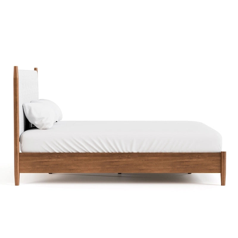 Ensemble de chambre à coucher 3 pièces en tissu bouclé, plateforme et style mid-century Beau de Furniture of America