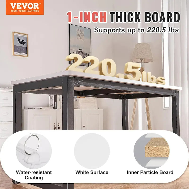 Table VEVOR rectangulaire 152 x 63,5 cm pour bureau réglable en hauteur, Blanc - 34.8