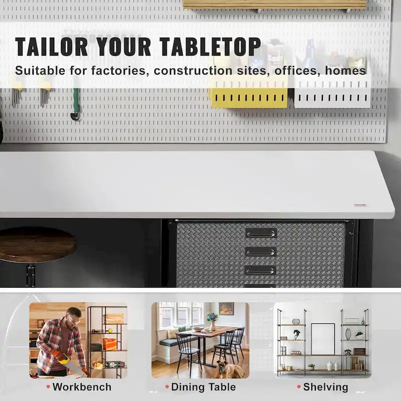 Table VEVOR rectangulaire 152 x 63,5 cm pour bureau réglable en hauteur, Blanc - 34.8