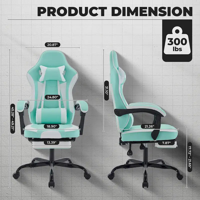 Chaise de gamer, Chaise de bureau ergonomique réglable en hauteur, pivotante, pour adultes, supporte jusqu'à 136 kg