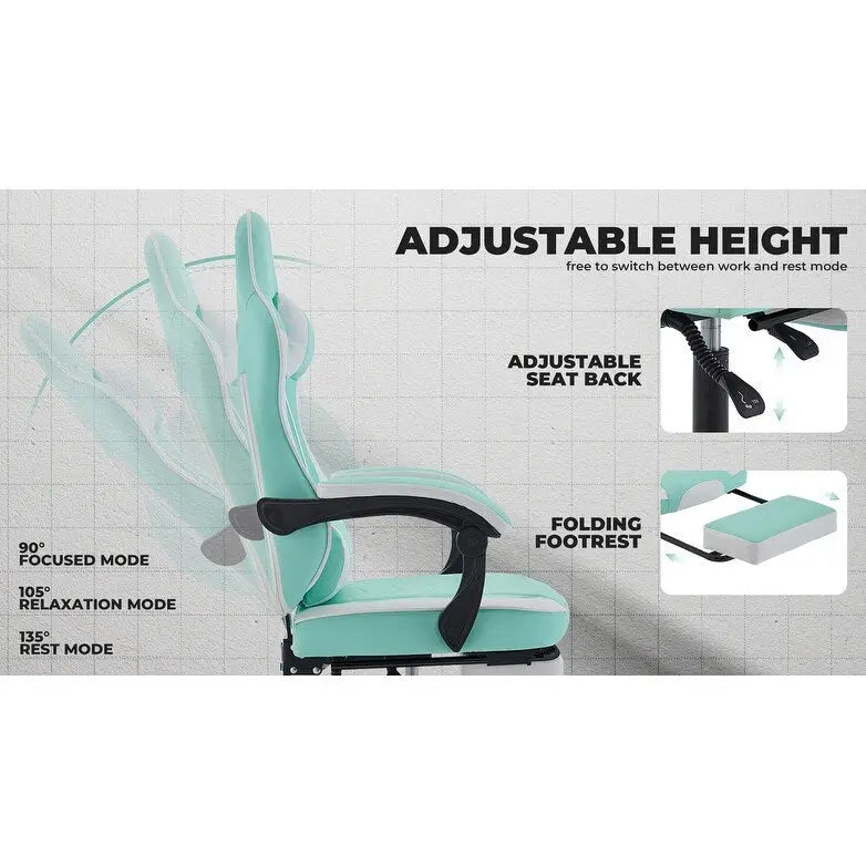 Chaise de gamer, Chaise de bureau ergonomique réglable en hauteur, pivotante, pour adultes, supporte jusqu'à 136 kg