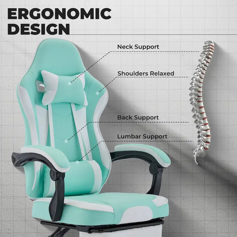 Chaise de gamer, Chaise de bureau ergonomique réglable en hauteur, pivotante, pour adultes, supporte jusqu'à 136 kg