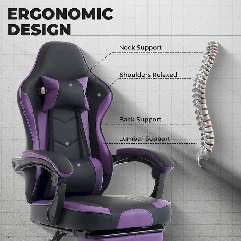 Chaise de gamer, Chaise de bureau ergonomique réglable en hauteur, pivotante, pour adultes, supporte jusqu'à 136 kg