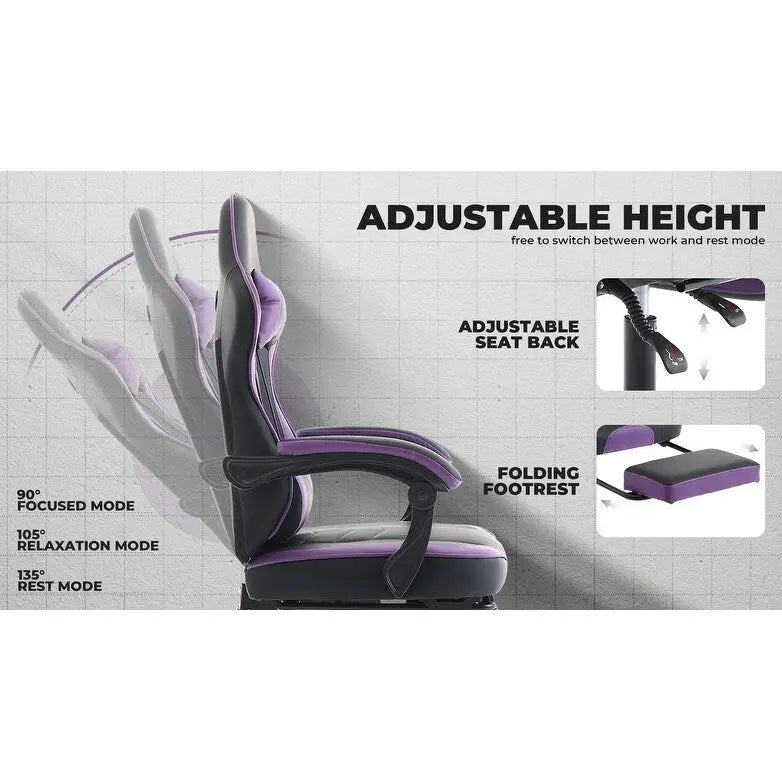 Chaise de gamer, Chaise de bureau ergonomique réglable en hauteur, pivotante, pour adultes, supporte jusqu'à 136 kg