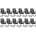 Gymax Lot de 12 chaises de conférence en maille pour réception ou bureau