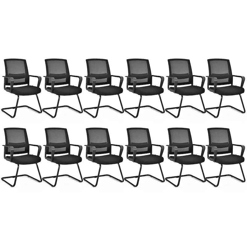 Gymax Lot de 12 chaises de conférence en maille pour réception ou bureau