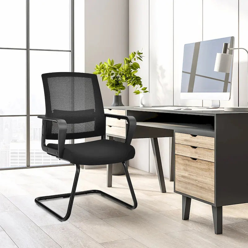 Gymax Lot de 12 chaises de conférence en maille pour réception ou bureau
