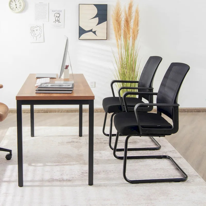 Gymax Lot de 12 chaises de conférence en maille pour réception ou bureau