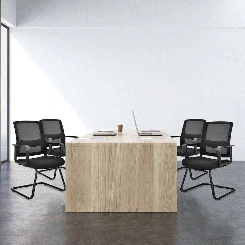 Gymax Lot de 12 chaises de conférence en maille pour réception ou bureau