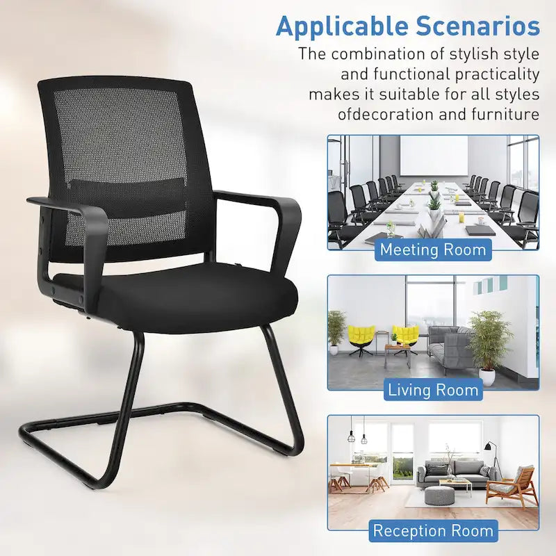 Gymax Lot de 12 chaises de conférence en maille pour réception ou bureau