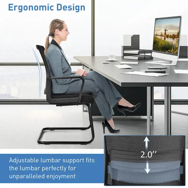 Gymax Lot de 12 chaises de conférence en maille pour réception ou bureau