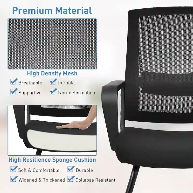 Gymax Lot de 12 chaises de conférence en maille pour réception ou bureau