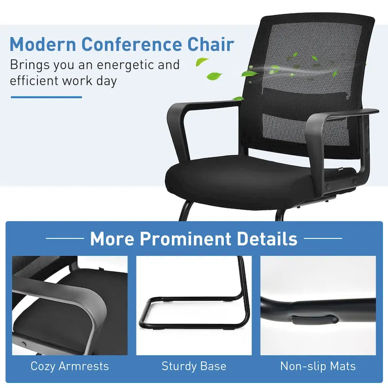 Gymax Lot de 12 chaises de conférence en maille pour réception ou bureau