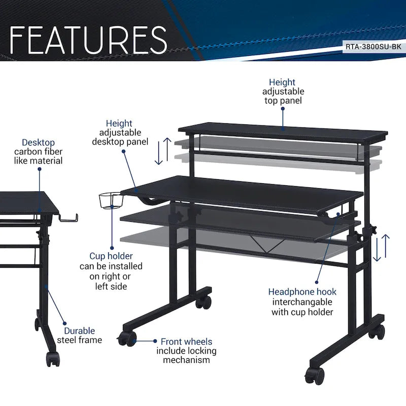 Bureau roulant Techni Mobili avec plateau réglable en hauteur