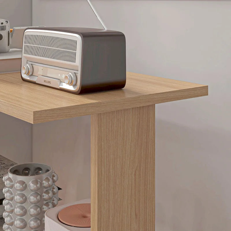 Bureau d'angle en L, bureau à domicile rotatif à 360 degrés avec étagères de rangement