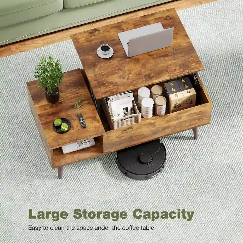 Tables en bois de rangement pour café Sweetcrispy avec plateau relevable