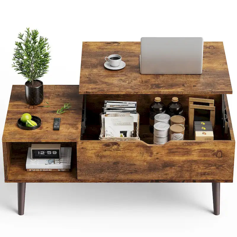 Tables en bois de rangement pour café Sweetcrispy avec plateau relevable