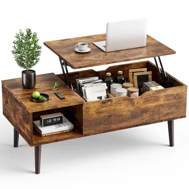 Tables en bois de rangement pour café Sweetcrispy avec plateau relevable