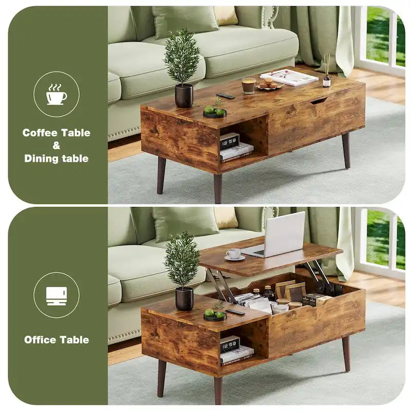 Tables en bois de rangement pour café Sweetcrispy avec plateau relevable