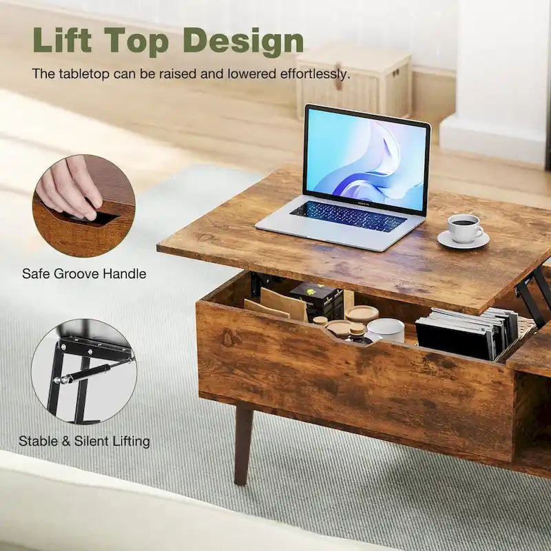 Tables en bois de rangement pour café Sweetcrispy avec plateau relevable