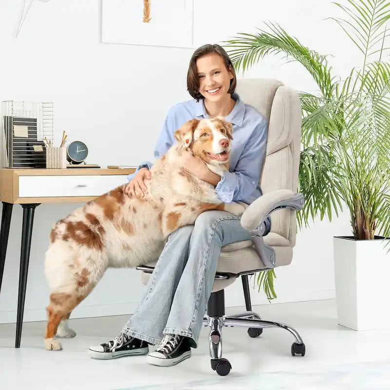 Chaise de bureau de massage chauffante EROMMY avec repose-pieds, chaise de bureau inclinable ergonomique avec support lombaire et hauteur réglable.