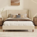 Luxurious Velvet Upholstered Platform Bed with Stylish Headboard