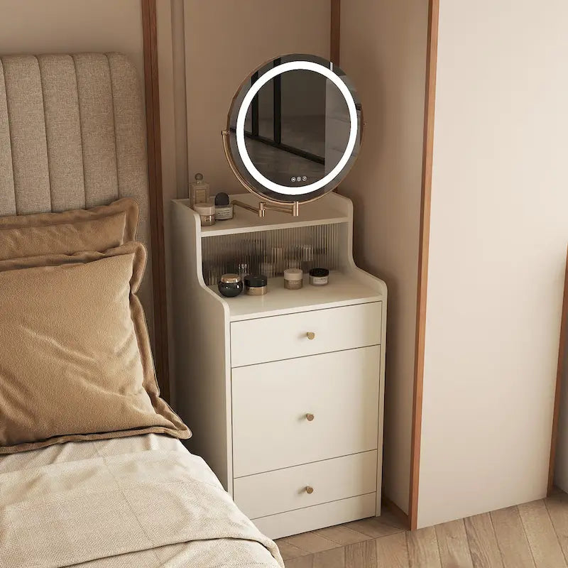 Coiffeuse 3 en 1 avec miroir et lumière