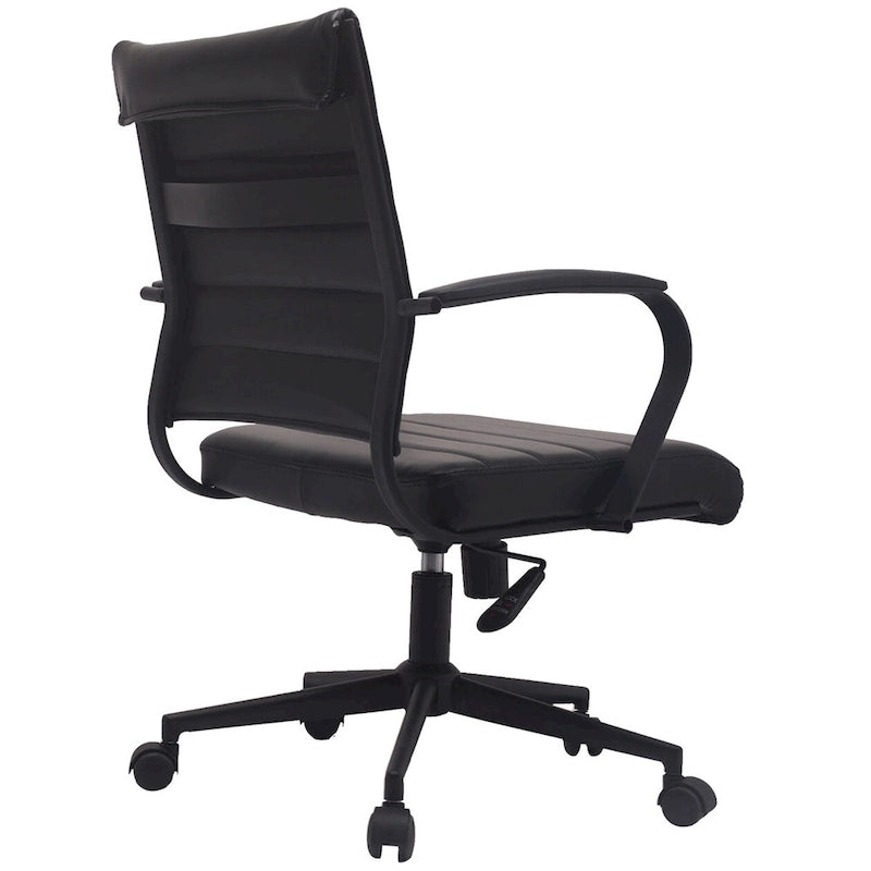 Chaise de bureau moderne, chaise de salle de conférence exécutive à dossier mi-haut en cuir PU avec roulettes et accoudoirs