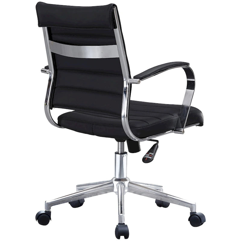 Chaise de bureau moderne, chaise de salle de conférence exécutive à dossier mi-haut en cuir PU avec roulettes et accoudoirs