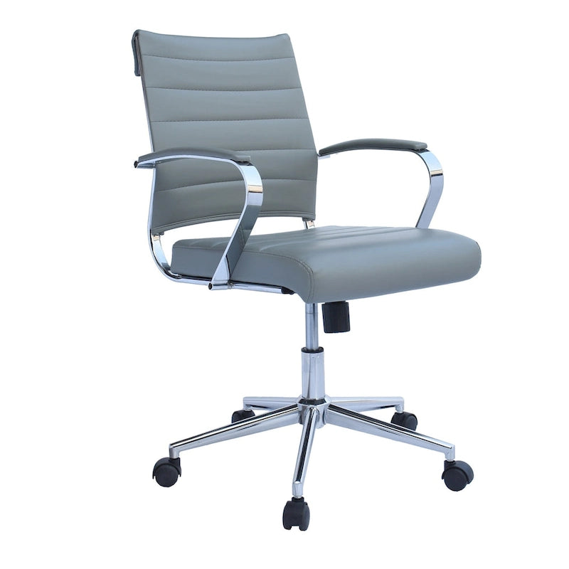 Chaise de bureau moderne, chaise de salle de conférence exécutive à dossier mi-haut en cuir PU avec roulettes et accoudoirs