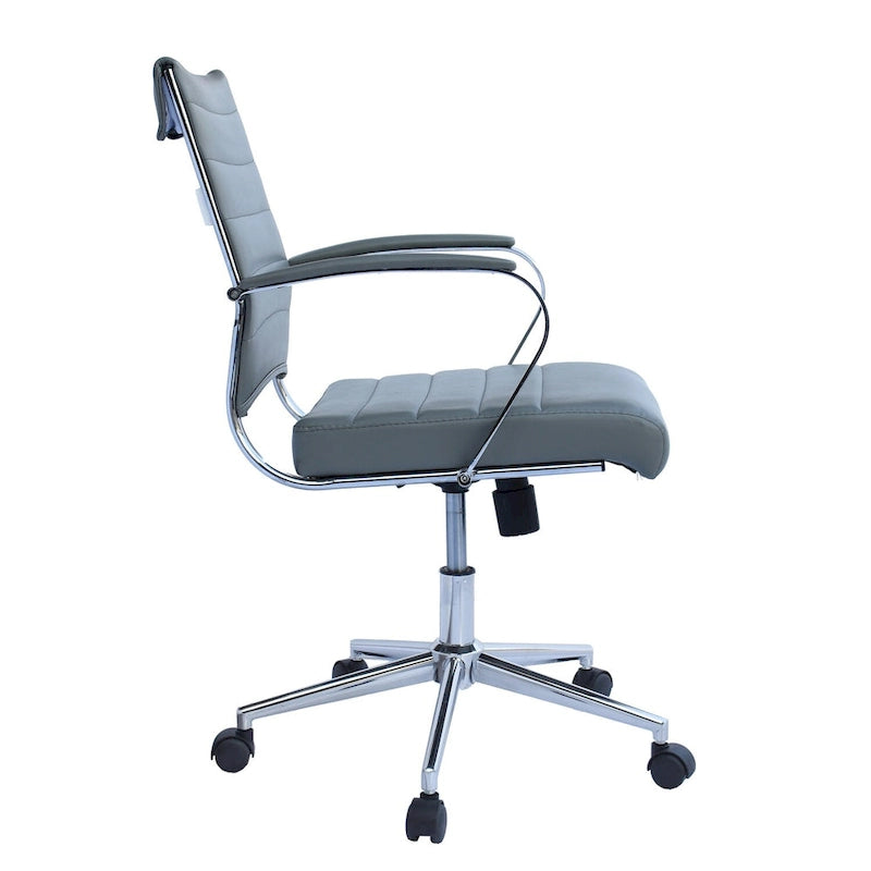 Chaise de bureau moderne, chaise de salle de conférence exécutive à dossier mi-haut en cuir PU avec roulettes et accoudoirs