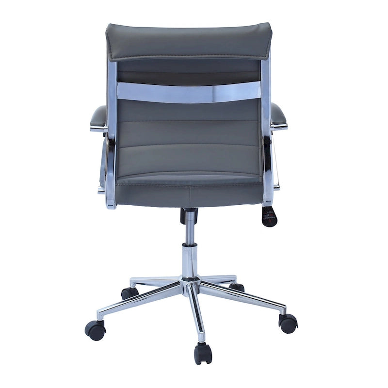 Chaise de bureau moderne, chaise de salle de conférence exécutive à dossier mi-haut en cuir PU avec roulettes et accoudoirs