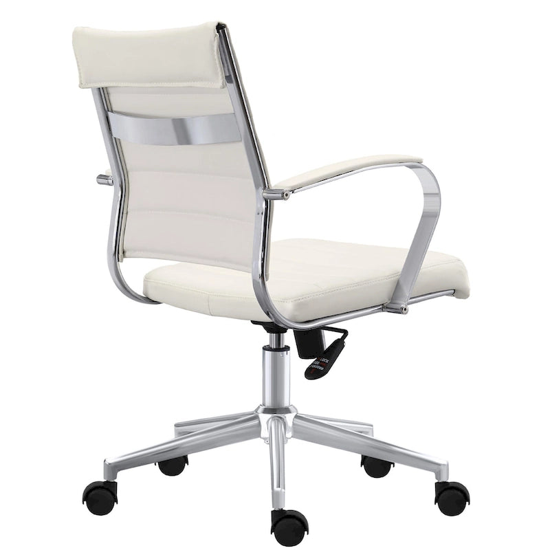 Chaise de bureau moderne, chaise de salle de conférence exécutive à dossier mi-haut en cuir PU avec roulettes et accoudoirs