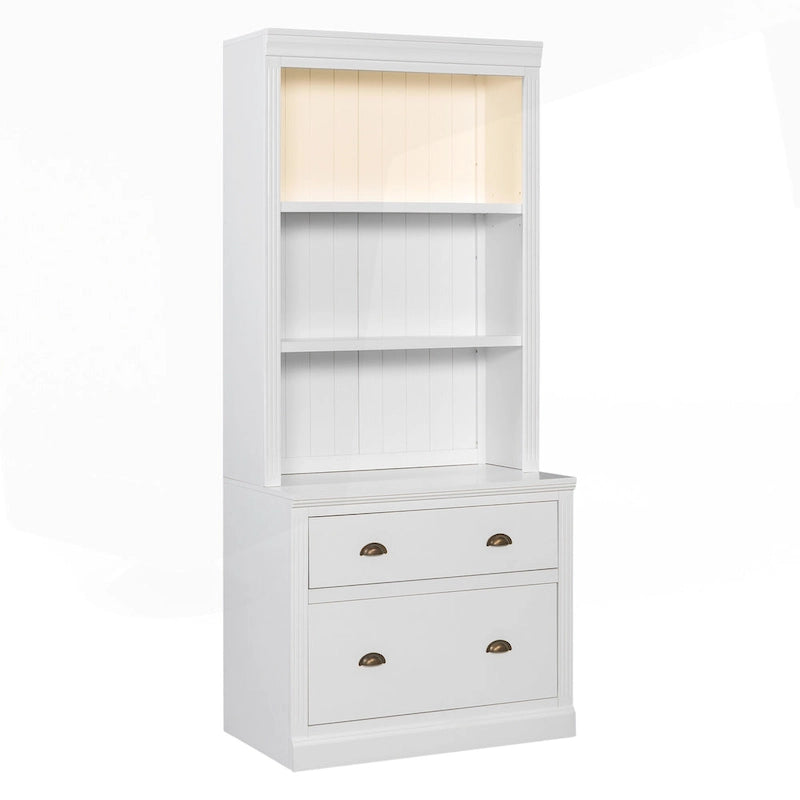 Bibliothèque haute polyvalente avec éclairage LED et plusieurs options de rangement pour la maison
