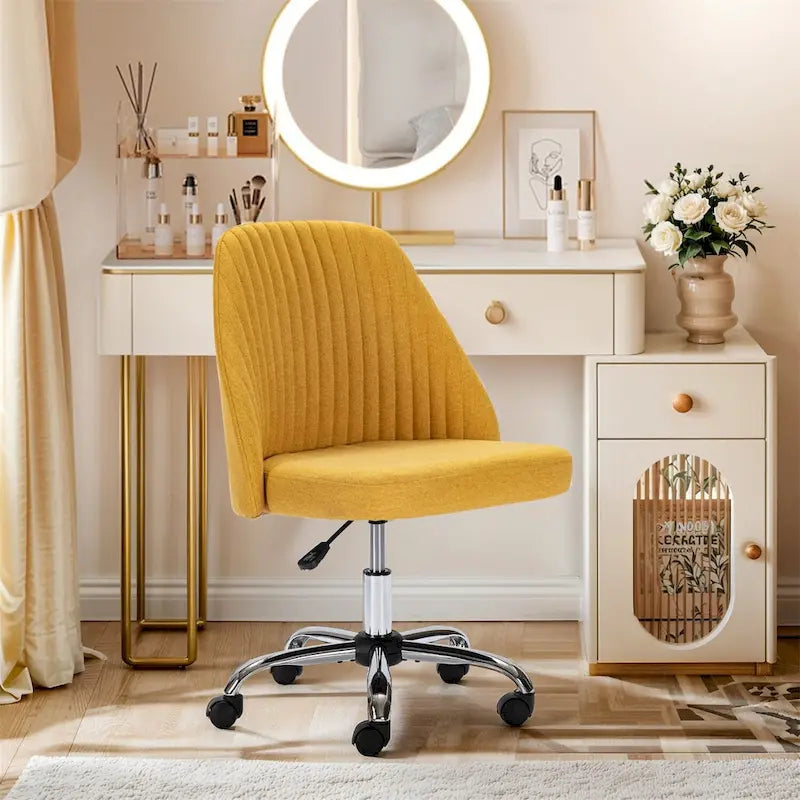 Chaise de bureau pivotante en tissu capitonné "Chic Channel" pour la maison et le maquillage