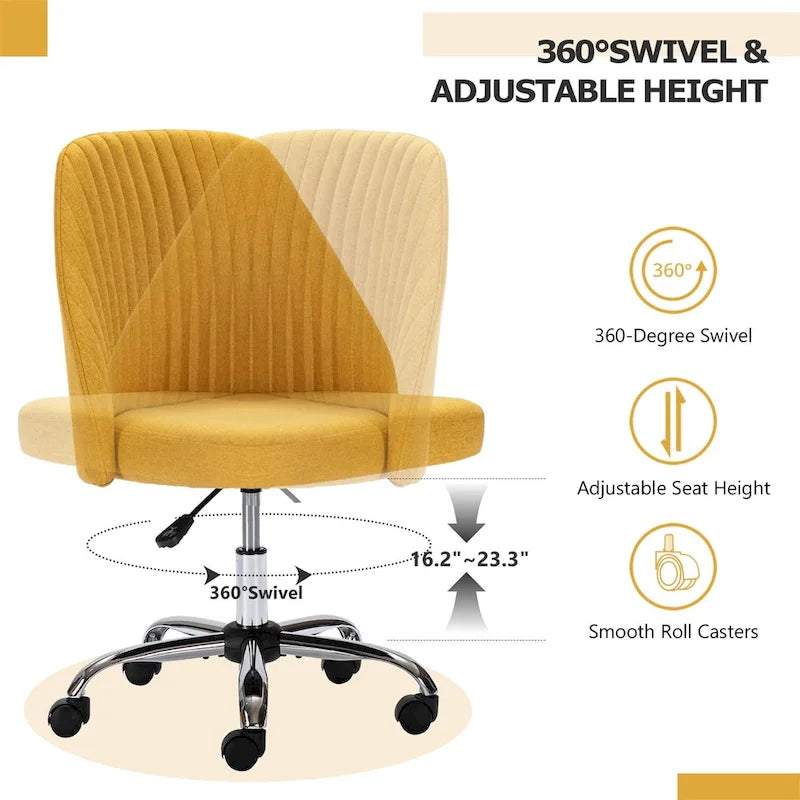 Chaise de bureau pivotante en tissu capitonné "Chic Channel" pour la maison et le maquillage