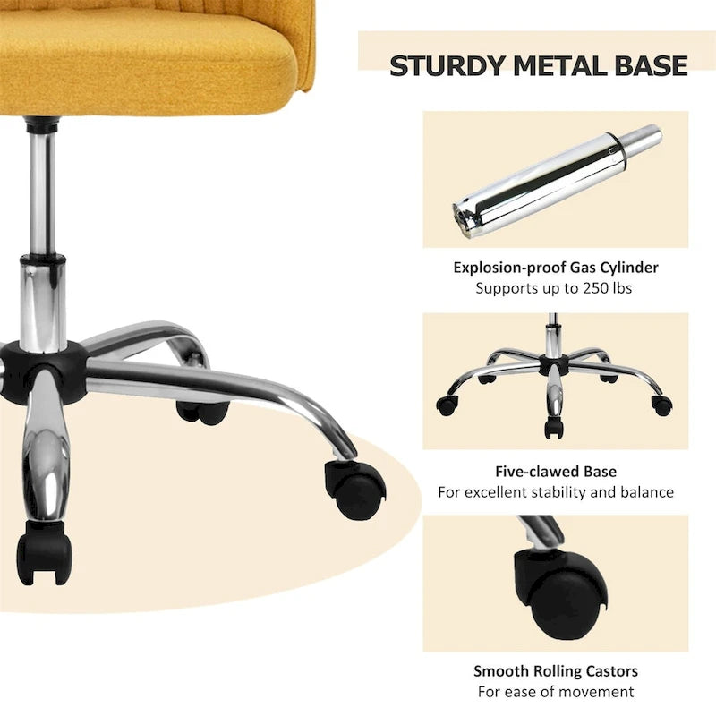 Chaise de bureau pivotante en tissu capitonné "Chic Channel" pour la maison et le maquillage
