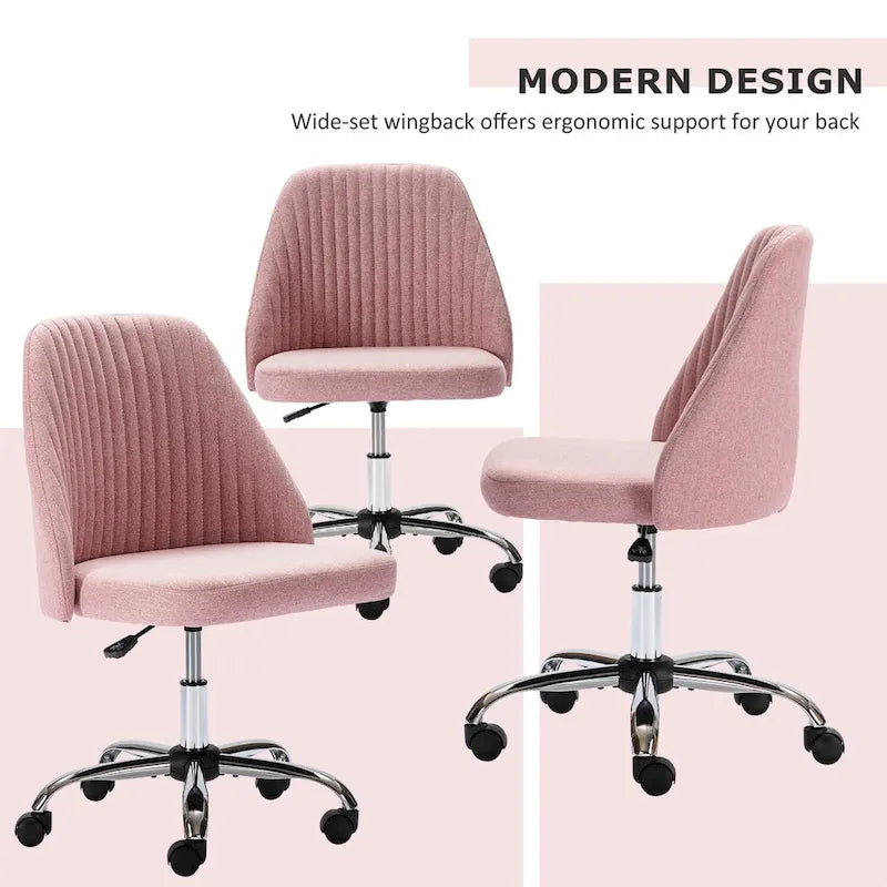 Chaise de bureau pivotante en tissu capitonné "Chic Channel" pour la maison et le maquillage