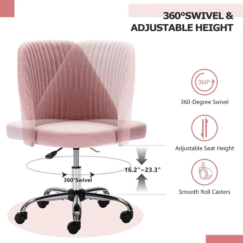 Chaise de bureau pivotante en tissu capitonné "Chic Channel" pour la maison et le maquillage