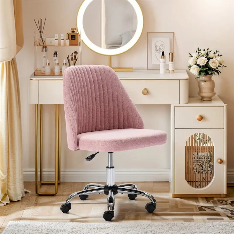 Chaise de bureau pivotante en tissu capitonné "Chic Channel" pour la maison et le maquillage