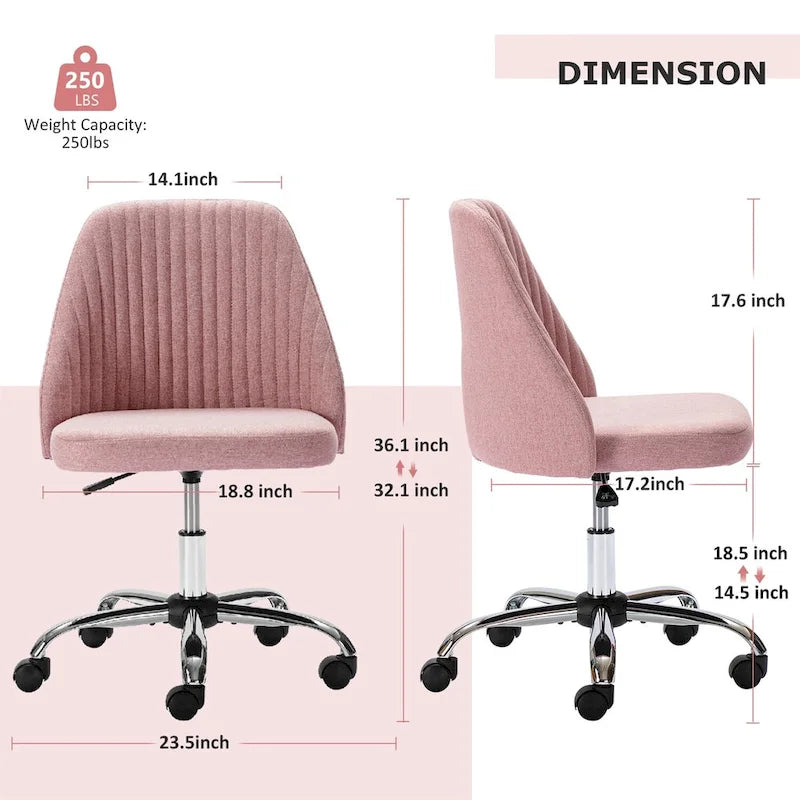 Chaise de bureau pivotante en tissu capitonné "Chic Channel" pour la maison et le maquillage