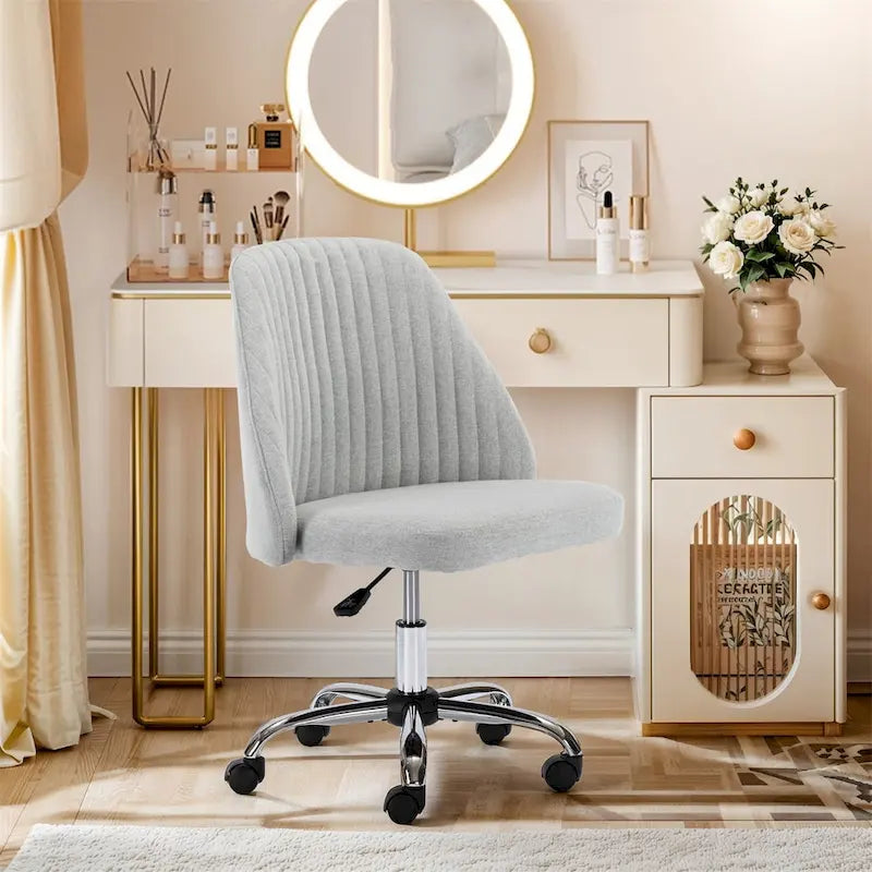 Chaise de bureau pivotante en tissu capitonné "Chic Channel" pour la maison et le maquillage