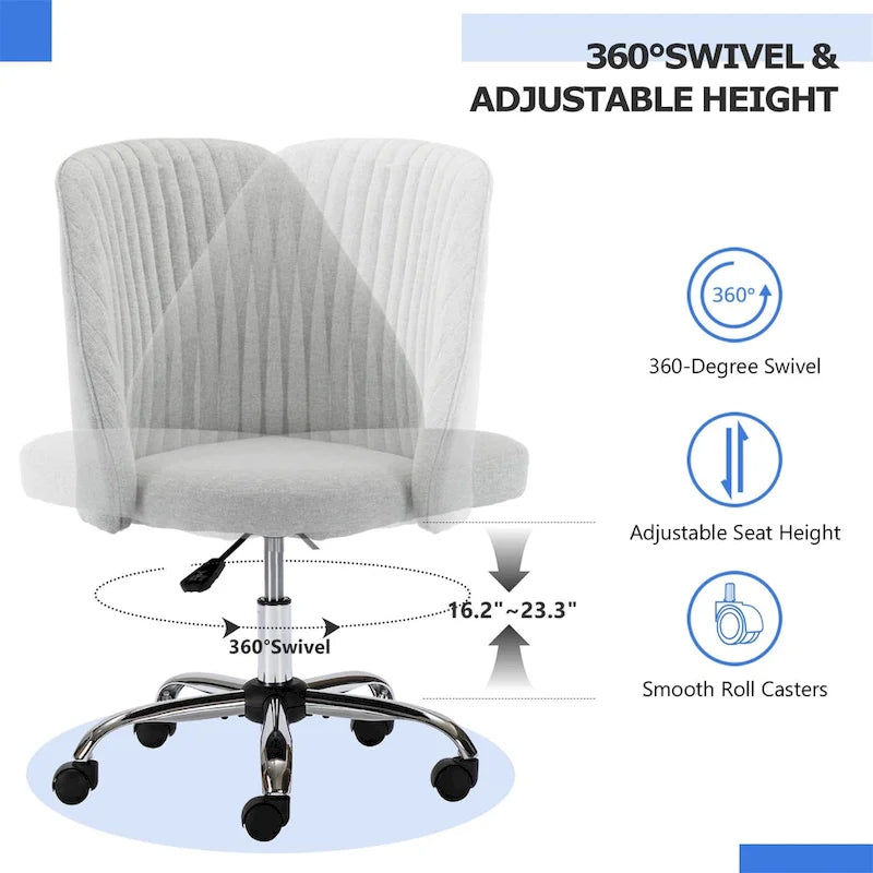 Chaise de bureau pivotante en tissu capitonné "Chic Channel" pour la maison et le maquillage