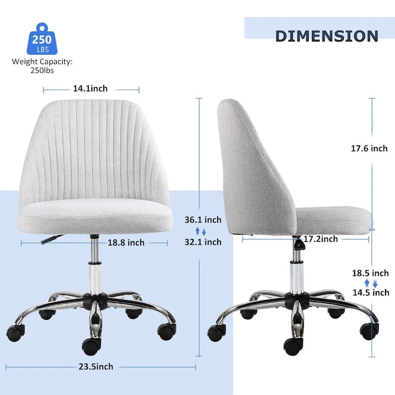 Chaise de bureau pivotante en tissu capitonné "Chic Channel" pour la maison et le maquillage
