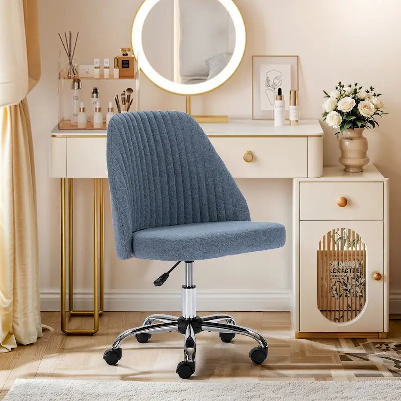 Chaise de bureau pivotante en tissu capitonné "Chic Channel" pour la maison et le maquillage