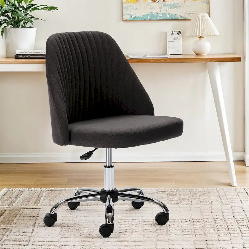 Chaise de bureau pivotante en tissu capitonné "Chic Channel" pour la maison et le maquillage