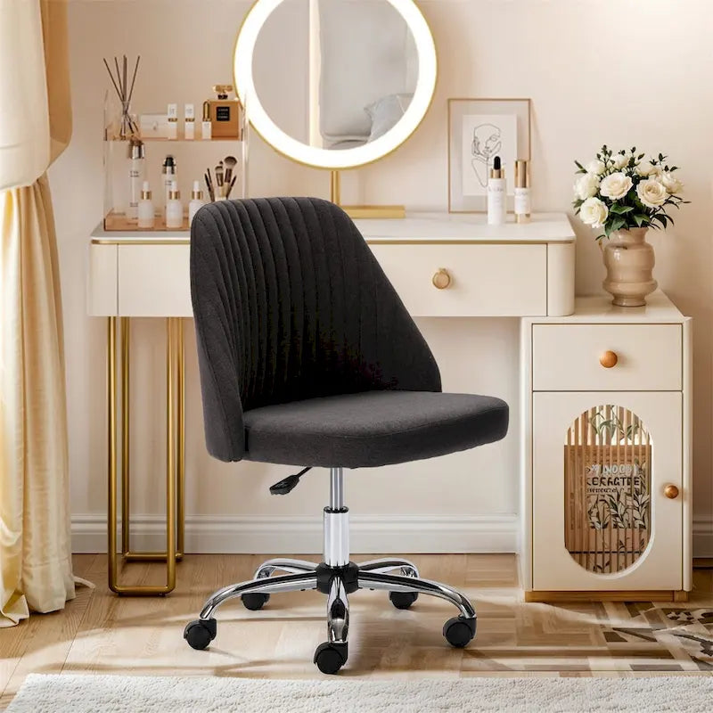 Chaise de bureau pivotante en tissu capitonné "Chic Channel" pour la maison et le maquillage