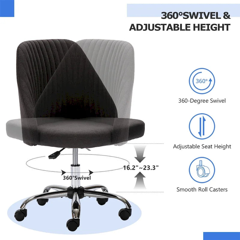 Chaise de bureau pivotante en tissu capitonné "Chic Channel" pour la maison et le maquillage