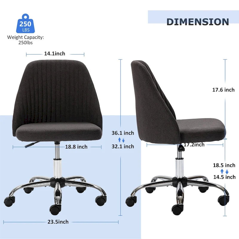 Chaise de bureau pivotante en tissu capitonné "Chic Channel" pour la maison et le maquillage